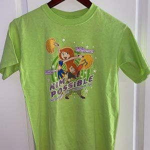 Vintage Kim possible cheerleader t-shirt. Pastel lime green. RARE